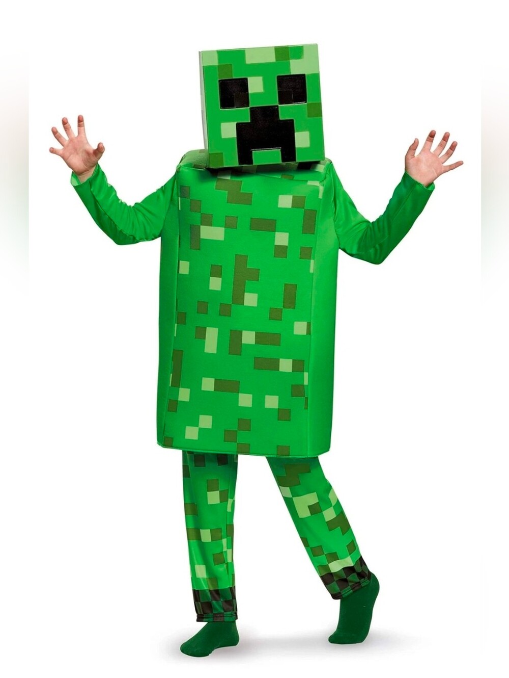 New boys sz 8 Minecraft Creeper Halloween costume constructed tunic, pants, mask
